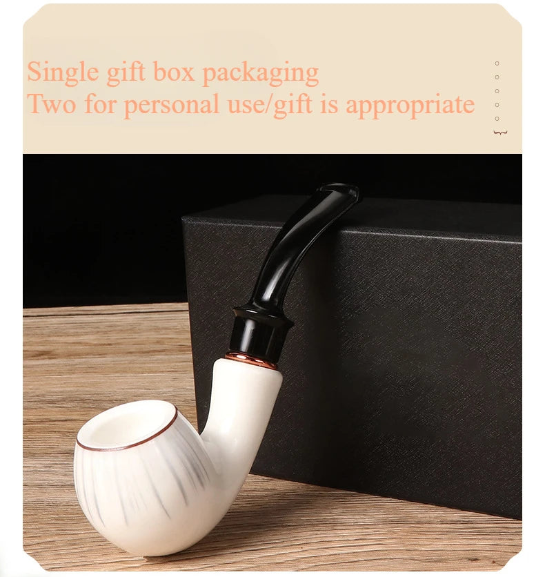 9mm Flue Ceramic Bent Smoking Pipe Portable and Washable Pipe With Built-In Filter Element