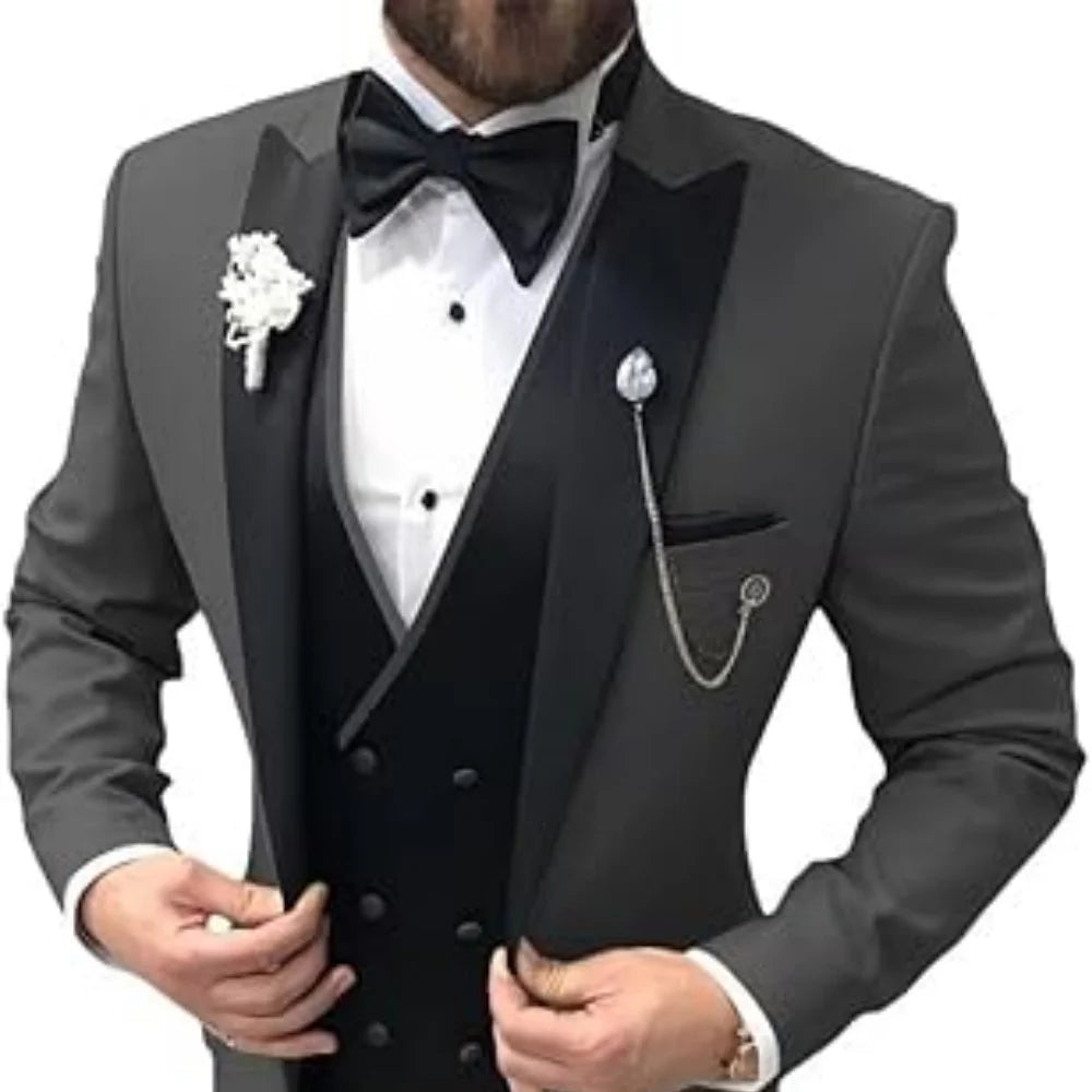 Elegant Suits For Men Wedding 3 Pieces Jackets Vest Pants Blazers Outfit Groom's Classic Full 2025 Formal Costume