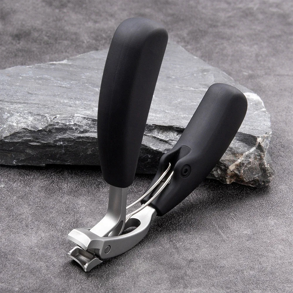 Nail Clippers Anti-Splash Recurved Curved Nail Cutters Thick Toenail Nippers Angled Head Large Opening Stainless Steel Nail Tool