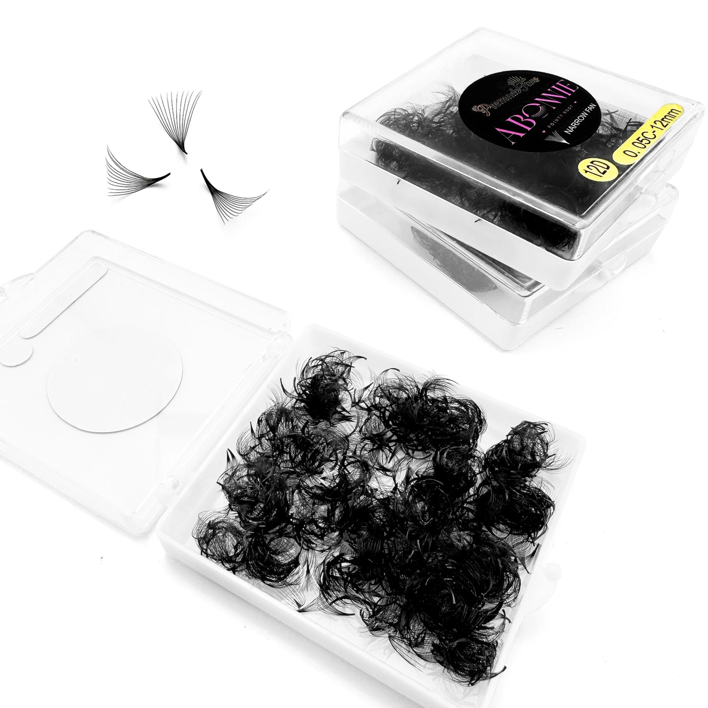 ABONNIE 500 Fans Loose Narrow Fan Lashes 8D-20D 8-15mm Pointy Base Premade Medium Stem Sharp Thin Russian Volume Eyelash