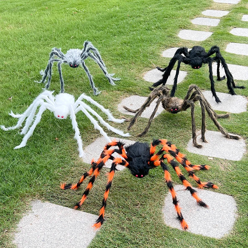 Scary Giant Fake Spiders Halloween Outdoor Decoration Hairy Spider Large Props For Outside Yard Porch Garden Decor Haunted House