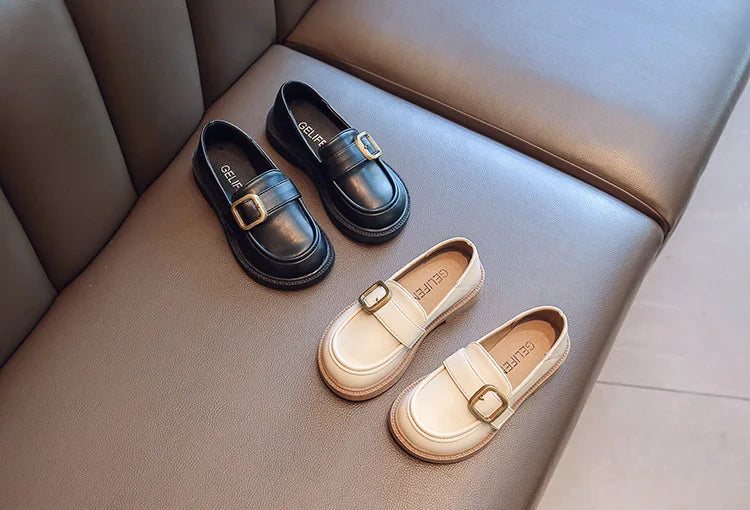 British Style Retro Girls Shoes Spring Autumn Princess Leather Shoes Children Black Soft Dance Loafers for 3-12 Ages Kids Shoes
