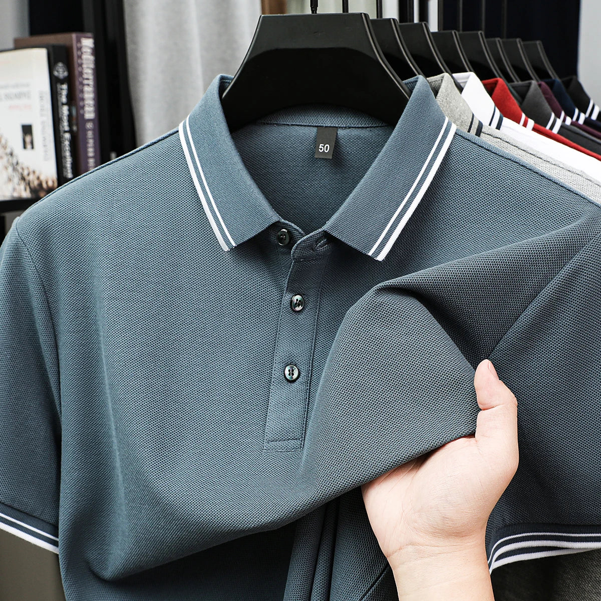 100% pure cotton polo shirt men's summer high-quality T-shirt luxury fashion business casual breathable solid golf short sleeve