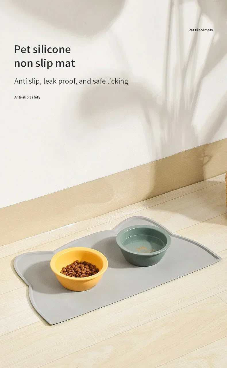 Waterproof Pet Mat for Dog Cat Solid Color Silicone Pet Food Feeding Pad Pet Bowl Drinking Mat Portable Dog Feeding Mat Placemat