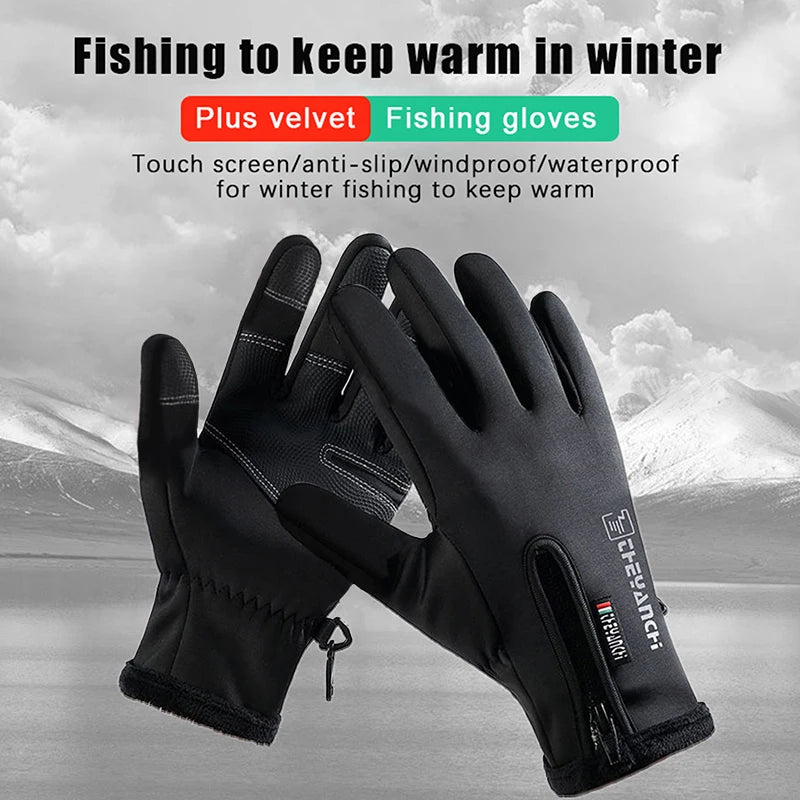 Outdoor Winter Gloves For Men Waterproof Thermal Fleece Lined Resistant Touch Screen Non-slip Motorbike Riding Mountaineering