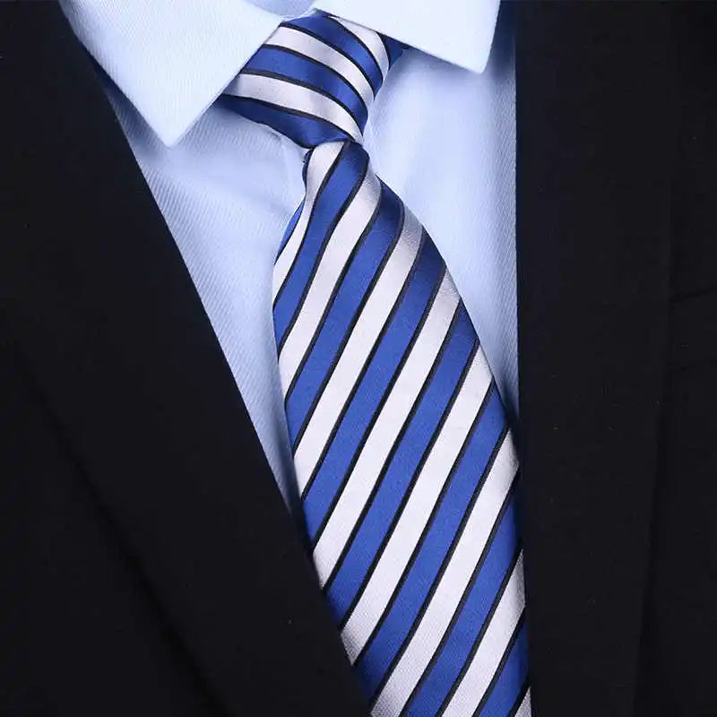 High Quality 100% Real Silk Tie For Men's Business Banquet Formal Shirt Accessories With Fashionable Striped Pattern 8CM Necktie