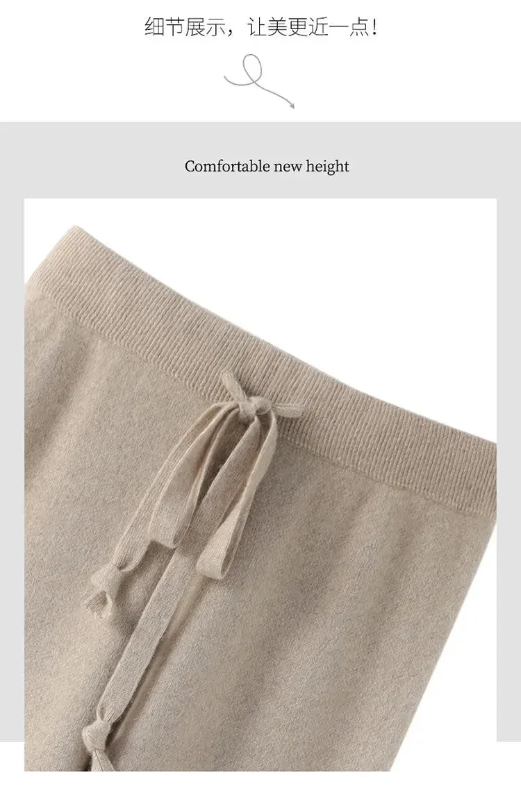 Soft Knitted Pants Women's Autumn/Winter Outerwear Hanging Knitted Wide Leg Pant White Floor Pants Straight Leg Pants