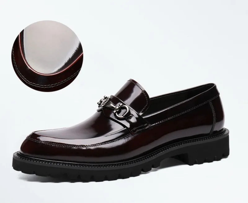 Men's Dress Leather Shoes Horse Street Buckle High Quality Men's Oxford Shoes Wedding Party Office Formal Shoe Large Size 38-48
