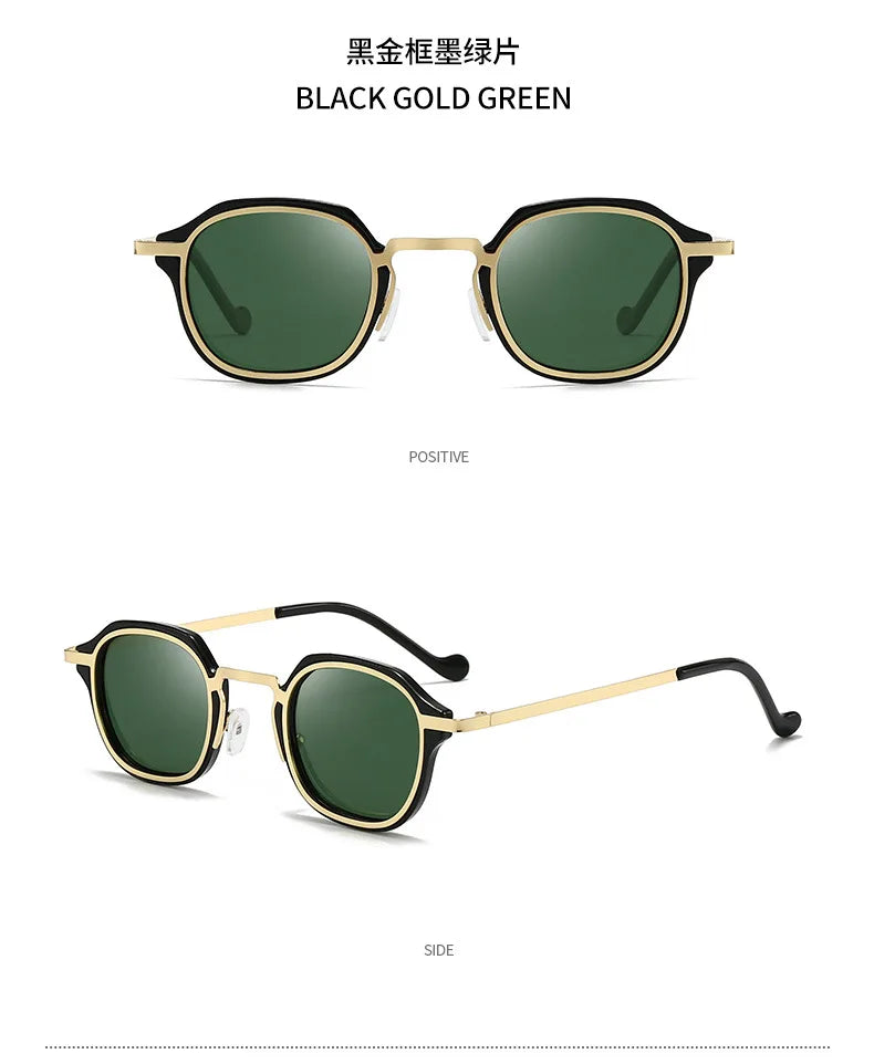2025 New Small Square Polarized Sun Glasses For Men Women Retro Steampunk Sunglass Metal Frame Eyewear Oculos De Sol UV400 TAC