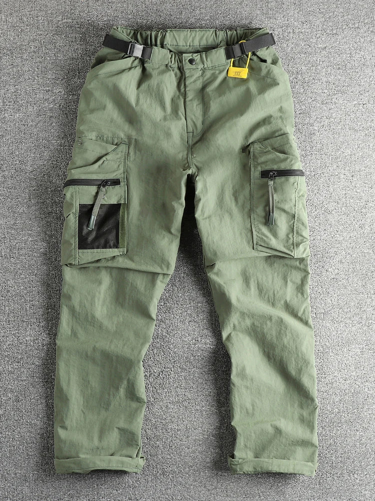 2025 New Japanese Loose Straight Outdoor Paratrooper Assault Pants Men's Functional Pocket Casual Trouser with Belt for Cityboy