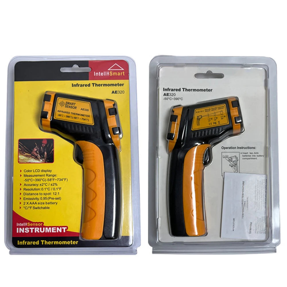 AE320 Series Digital Infrared Laser Temperature Non-contact Industrial Laser Temperature Meter Temperature Gun Tester -50℃~390℃