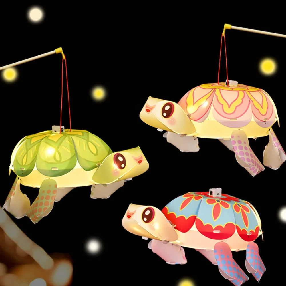 Cartoon Middle Autumn Festival Lantern LED Light Cute Festival Lantern Material Kits Luminous DIY Craft Hanging Lamps