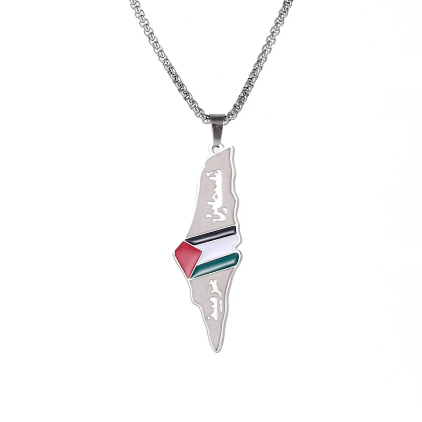 Palestine Flag Pendant Necklace for Women Men Gifts Stainless Steel Jewelry Accessories