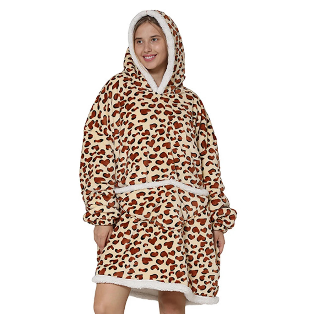 Oversized Blanket Hoodie with Big Pockets for Women Christmas Sweaters Hooded Cute Wearable Fleece TV Blanket for Couple Hoodies