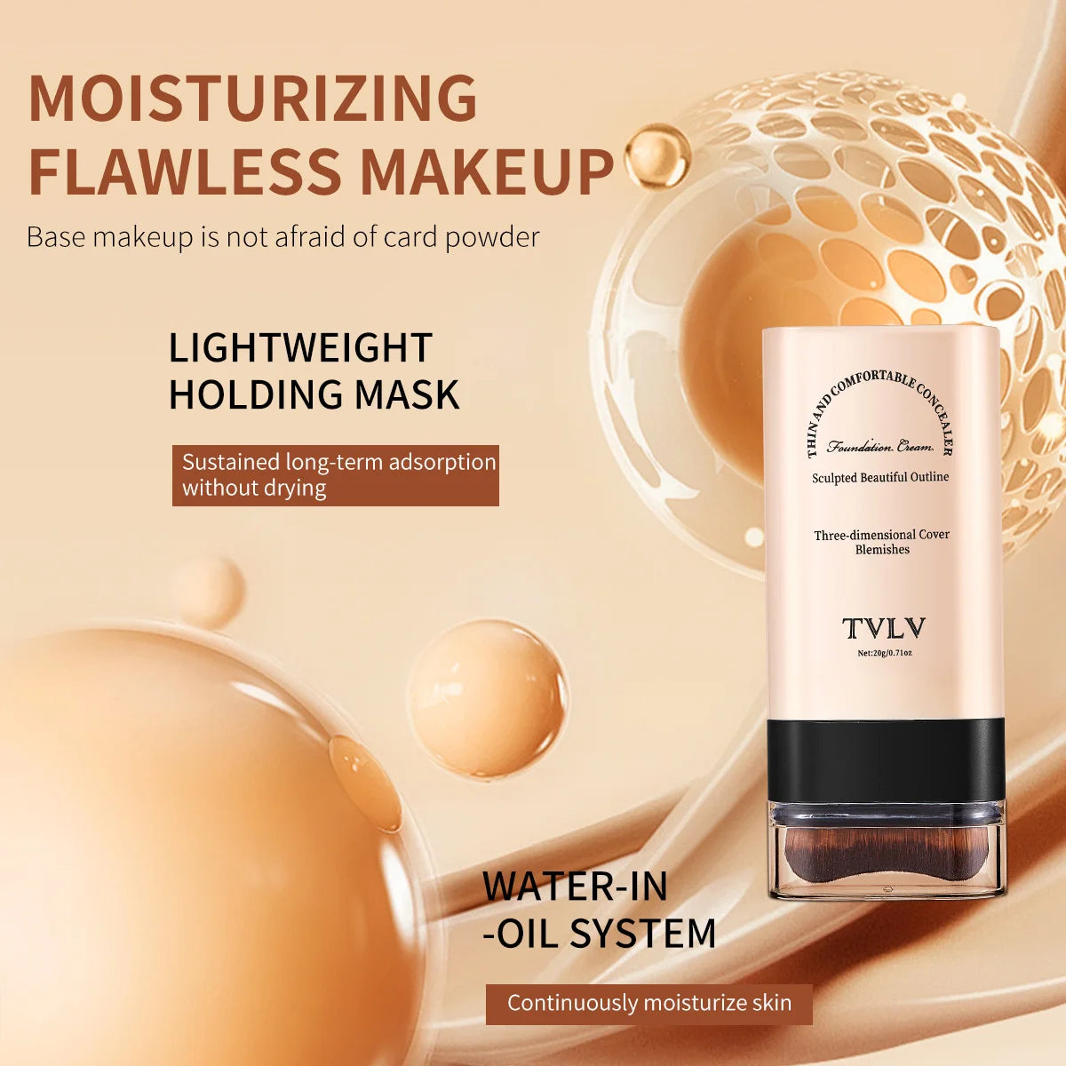 Waterproof concealer can cover defects for a long time, light and non greasy natural makeup effect