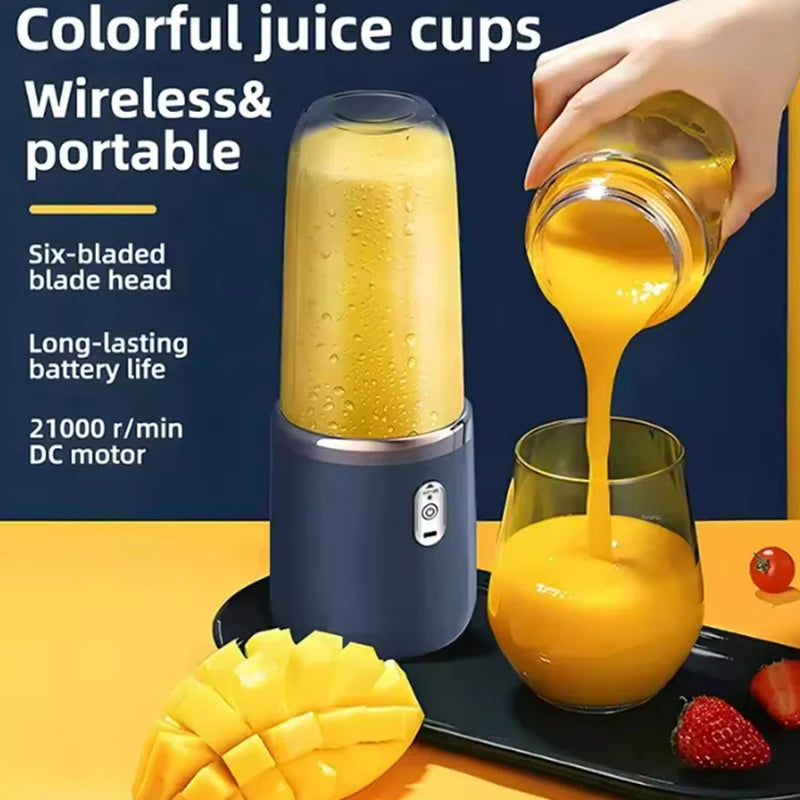 Electric Portable Blender Bottle with 6 Blades Multifunctional Fresh Juice Smoothie Maker Ice Crush Cup Food Processor for Home