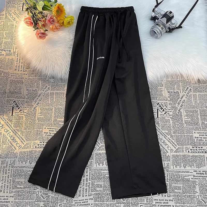 Pants Men American Vintage Full-length Wide Leg Trouser White Striped Casual Couples Hip Hop Streetwear All-match Popular Daily