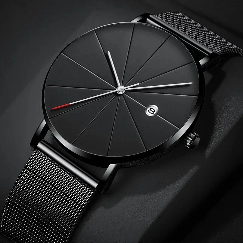 Ultra-Thin Men's Quartz Watch | Stainless Steel Mesh Minimalist Business Watch