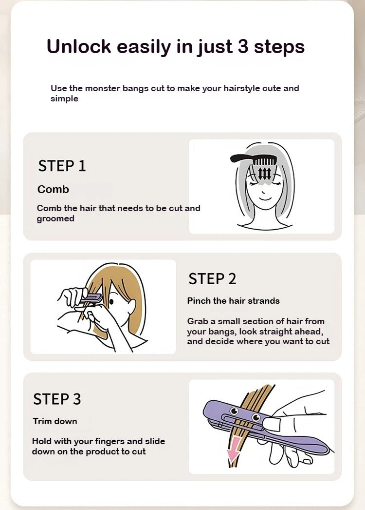 Hair Bangs Cutting Trimmer Razor Blade Comb Home Hairdresser Makeup Tools For Thinning Bangs Long Beauty Hair Cut Accessories