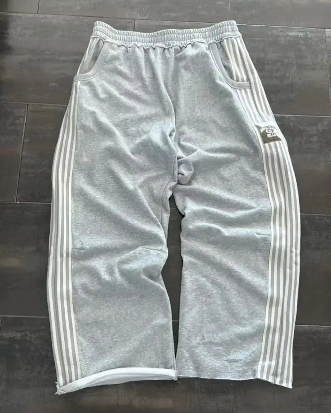 Grey pair of trousers sweatpants men and women gothic hip-hop embroidered embroidered pants casual elastic waist jogging pants