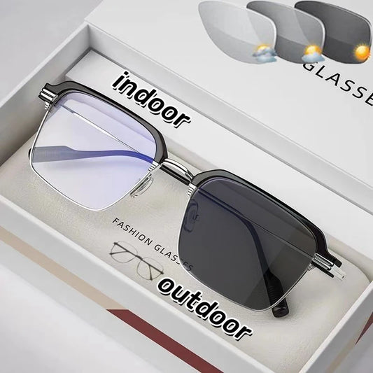 Photochromic Reading Glasses High Definition Men's Anti-blue Presbyopia Eyewear Metal Fashion Classic Hyperopia Eyeglasses