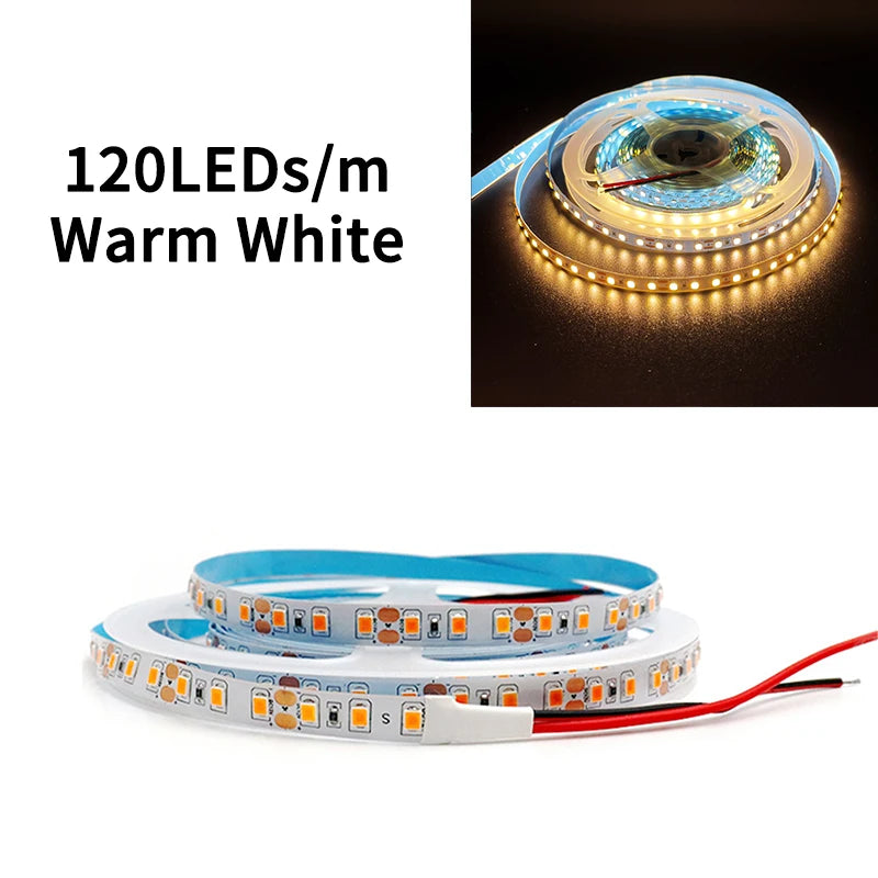 5m DC12V LED Strip light SMD 2835 120LED/m 240LED/m Self Adhesive Flexible Strip Ribbon Home Decor Light Kitchen Lighting