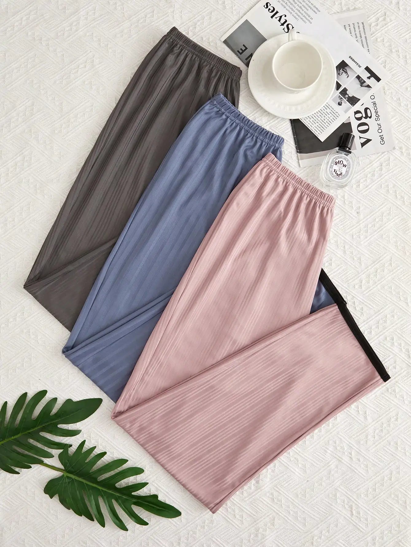 Three women solid color pants pajama pants casual home wear pants
