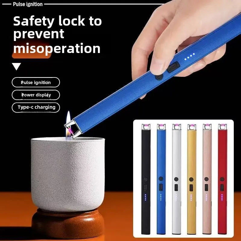 Outdoor Barbecue USB Arc Lighter Rechargeable Long Kitchen Gas Stove Lighter Windproof Plasma Arc Flameless Lighter