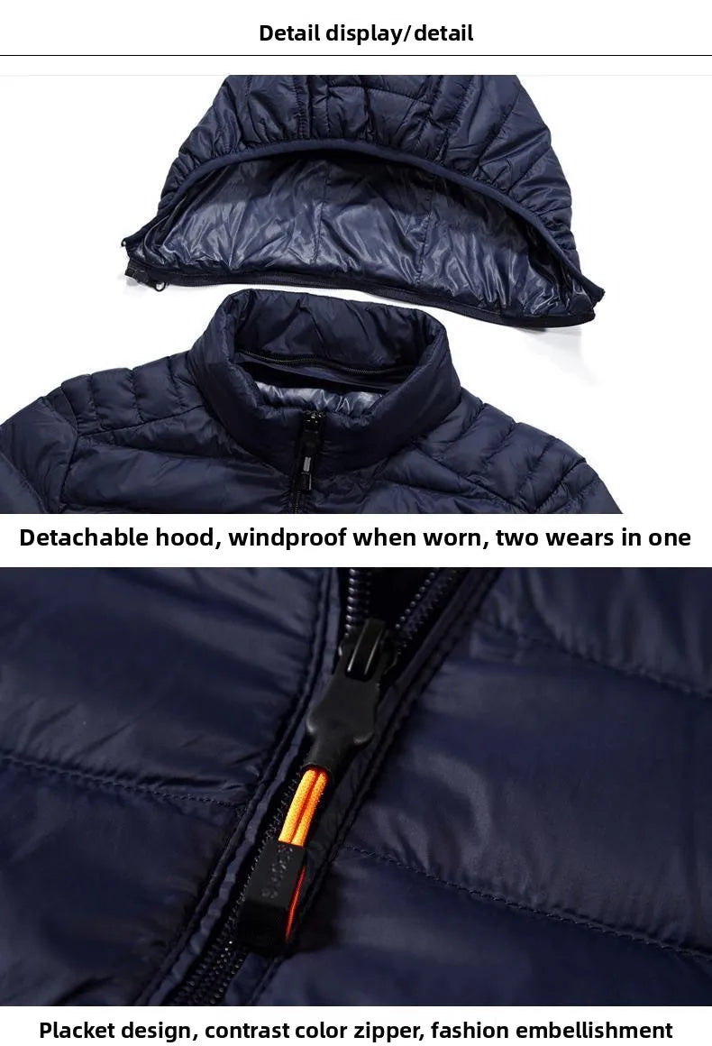 Men's Lightweight down Cotton Jaet ort Sle Casual Hooded Coat Haome Cotton Outerwear Winter New Arrival