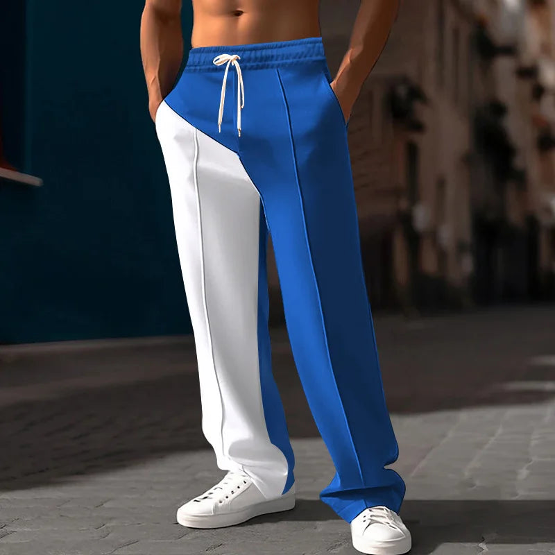 New Men's Luxury Jogging Pants Men's Plus Size Men's Straight Leg Color Blocked Casual Pants Loose and Versatile Elastic Pants