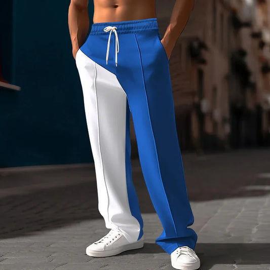 New Men's Luxury Jogging Pants Men's Plus Size Men's Straight Leg Color Blocked Casual Pants Loose and Versatile Elastic Pants