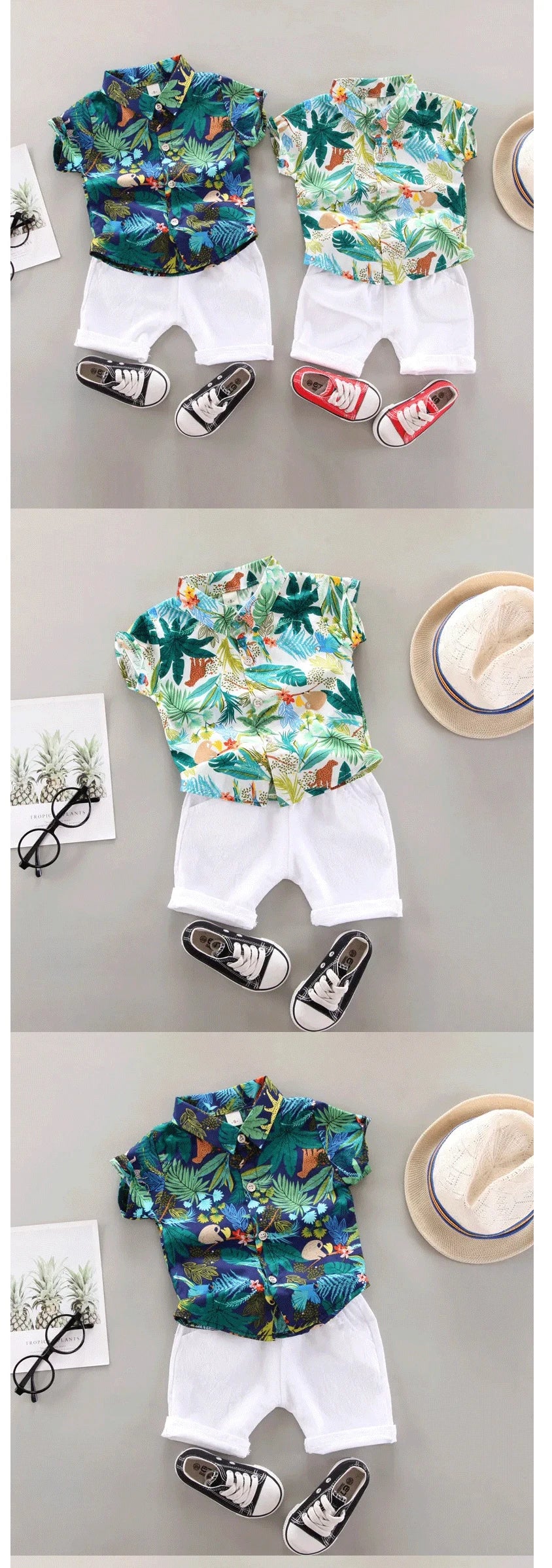 Baby Boy Clothes Baby Clothes 0-5 Years Old Summer Short-Sleeved Shorts Suit Baby Printed Shirt Casual Shorts Two-Piece Suit
