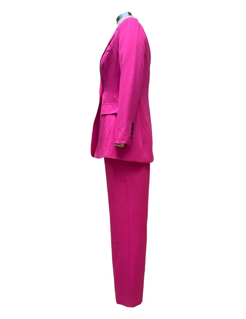 Women's Suit Winter Fashion Long-sleeved Solid Color Casual Suit Jacket and Trousers Matching Sets Two-piece Suit Pant Sets