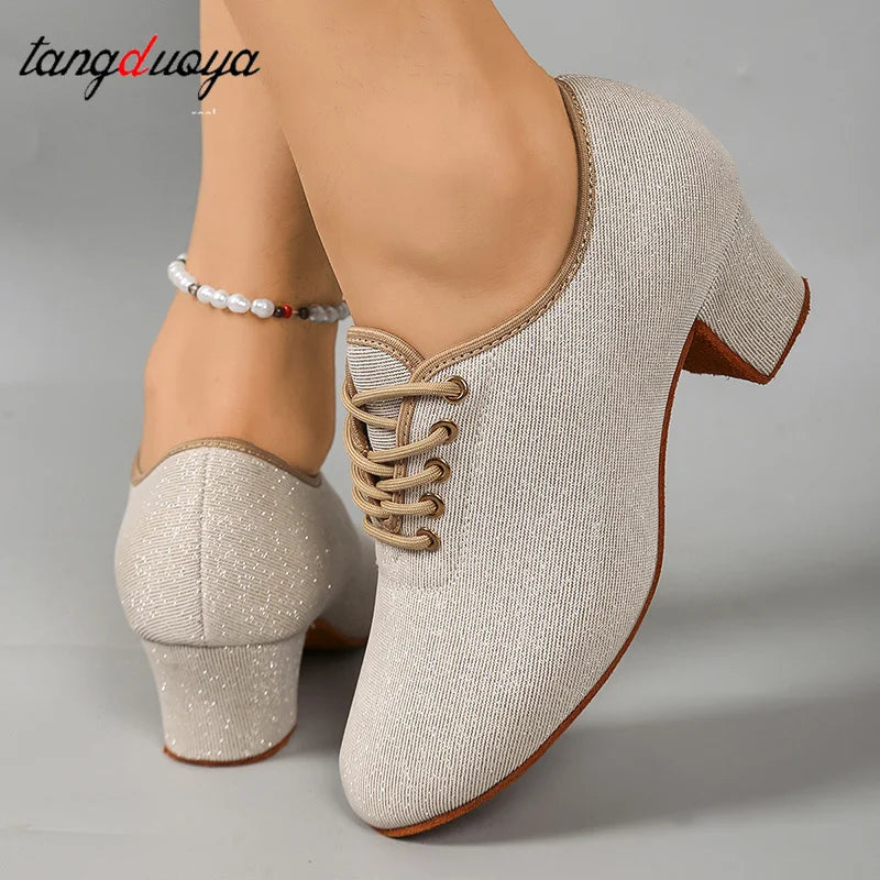 Women Bling Stage Show Foot Wear Girls Soft Sole Latin Shoes Ladies Modern Jazz Tango Ballroom Dance Shoes Dancing Pumps