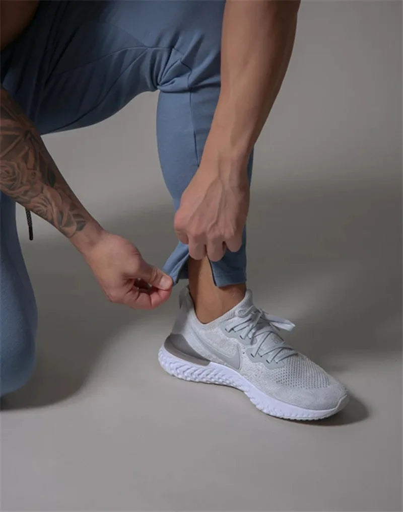 Spring and autumn sports trousers for men, running cotton slim-fitting trousers with ankle zippers, casual sweatpants