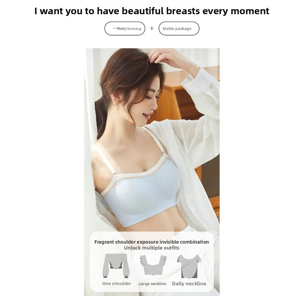 Lingerie Adjustable Wireless Bra Elastic Traceless Close-fitting Push Up Underwear Anti-sagging Shockproof Brassiere for Women