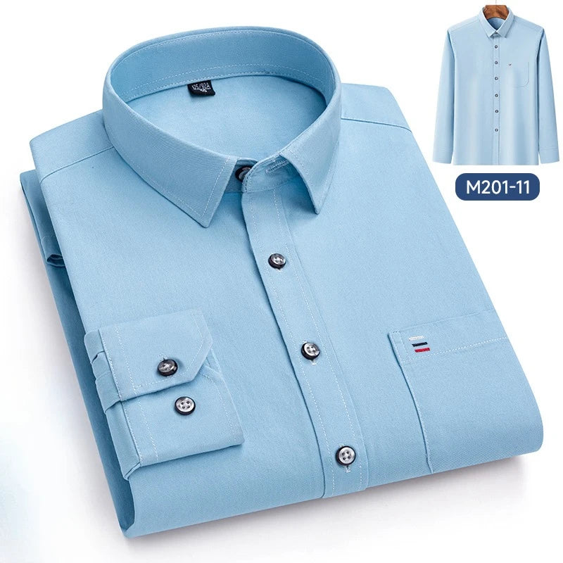 Luxury cotton single pocket long-sleeve shirts for men Smart Casual business regular fit shirt designer vintage black clothes