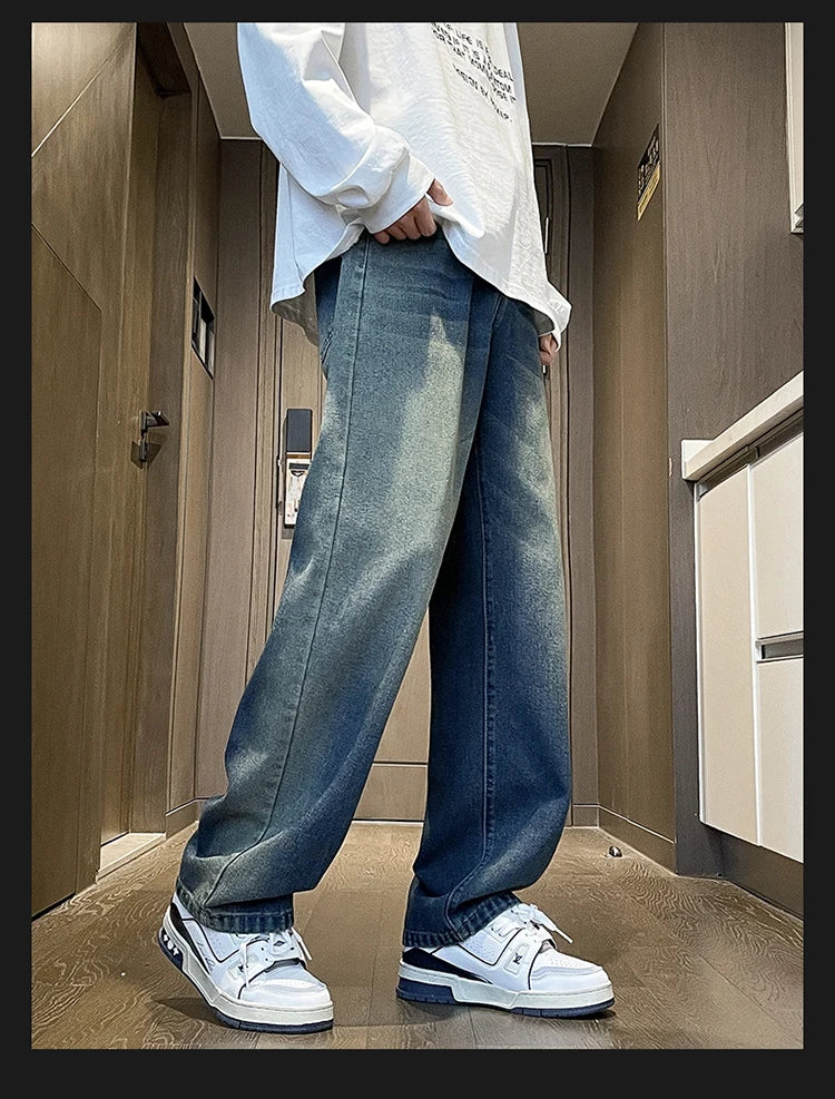 Trousers Male Men's Pants New in Pants Denim Trendy Loose Straight High Street American Trousers Sex Products Y2k Sport Clothing
