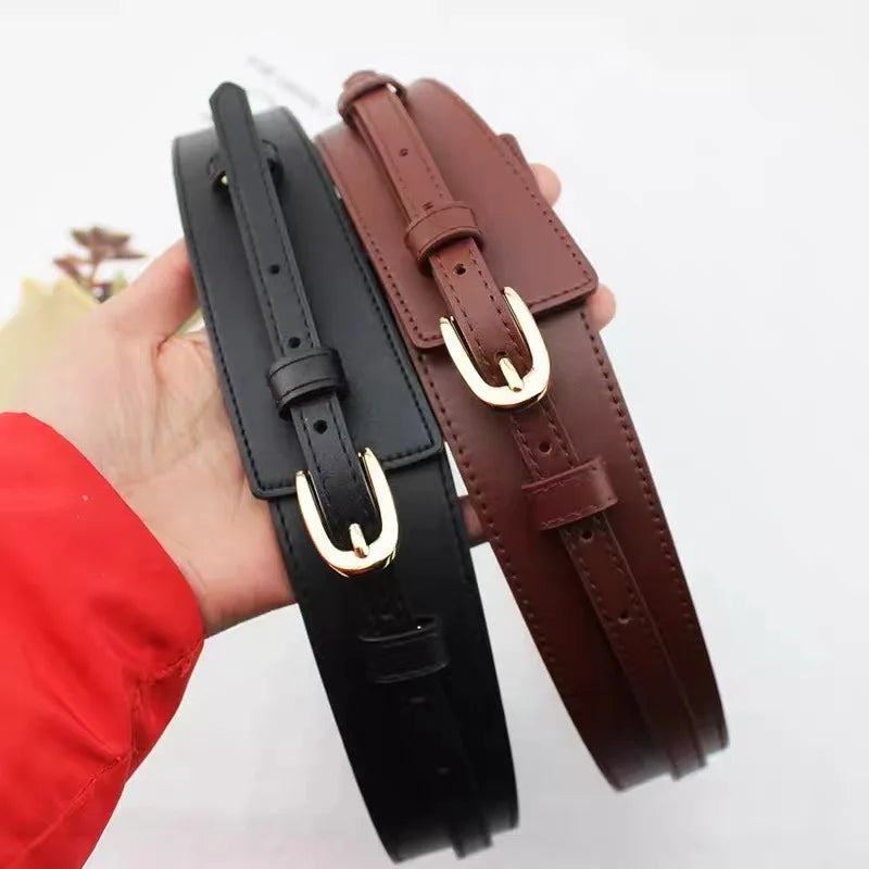 Genuine Wide Leather Belt Classic Pin Buckle Vintage Design Crafted with Genuine Leather Perfect for Women