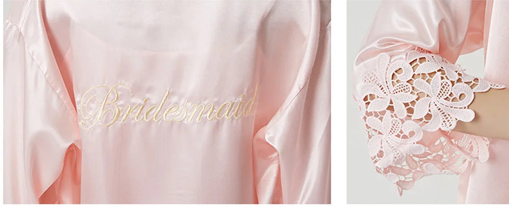 Wedding Embroidery Bride Bridesmaid Kimono Dresses Lace Gown Sexy Women Robes Home Gown Bathrobe Short Night Shirts Sleepwear1PC