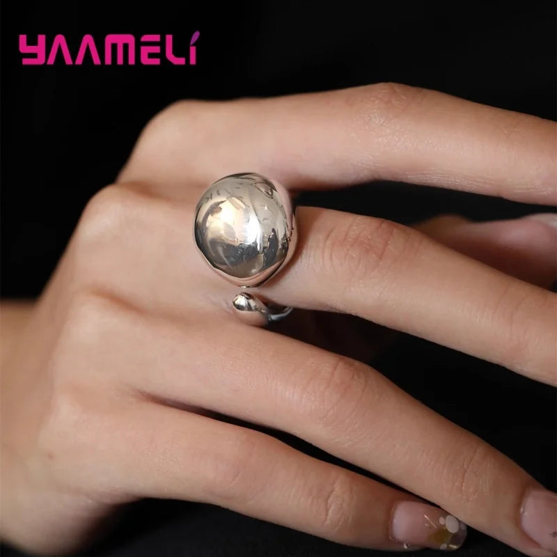 925 Sterling Silve Smooth Ring for Women Gift Personality Punk Creative Adjustable Minimalism Jewelry Dropshipping
