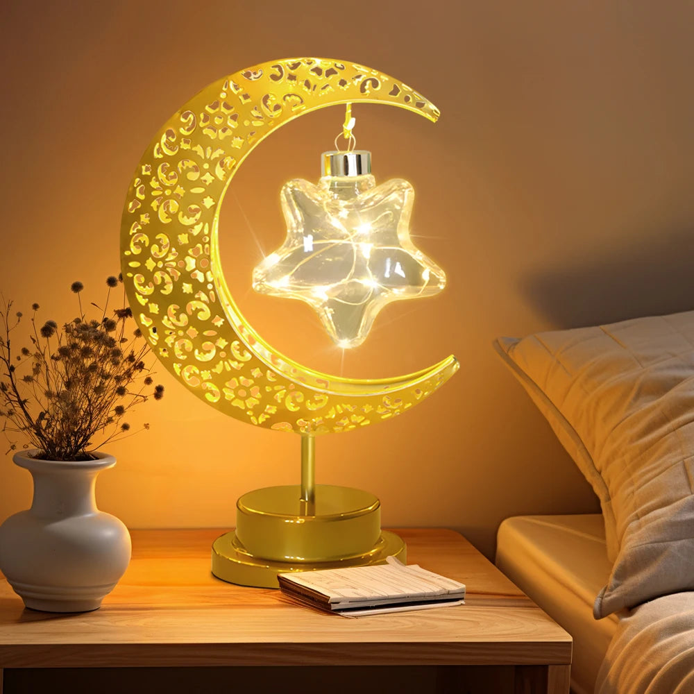 Ramadan Decorations Star Moon Light LED Eid Mubarak Lantern For Home Festival Eid Gift Lslamic Muslim Party Supplies Night Light