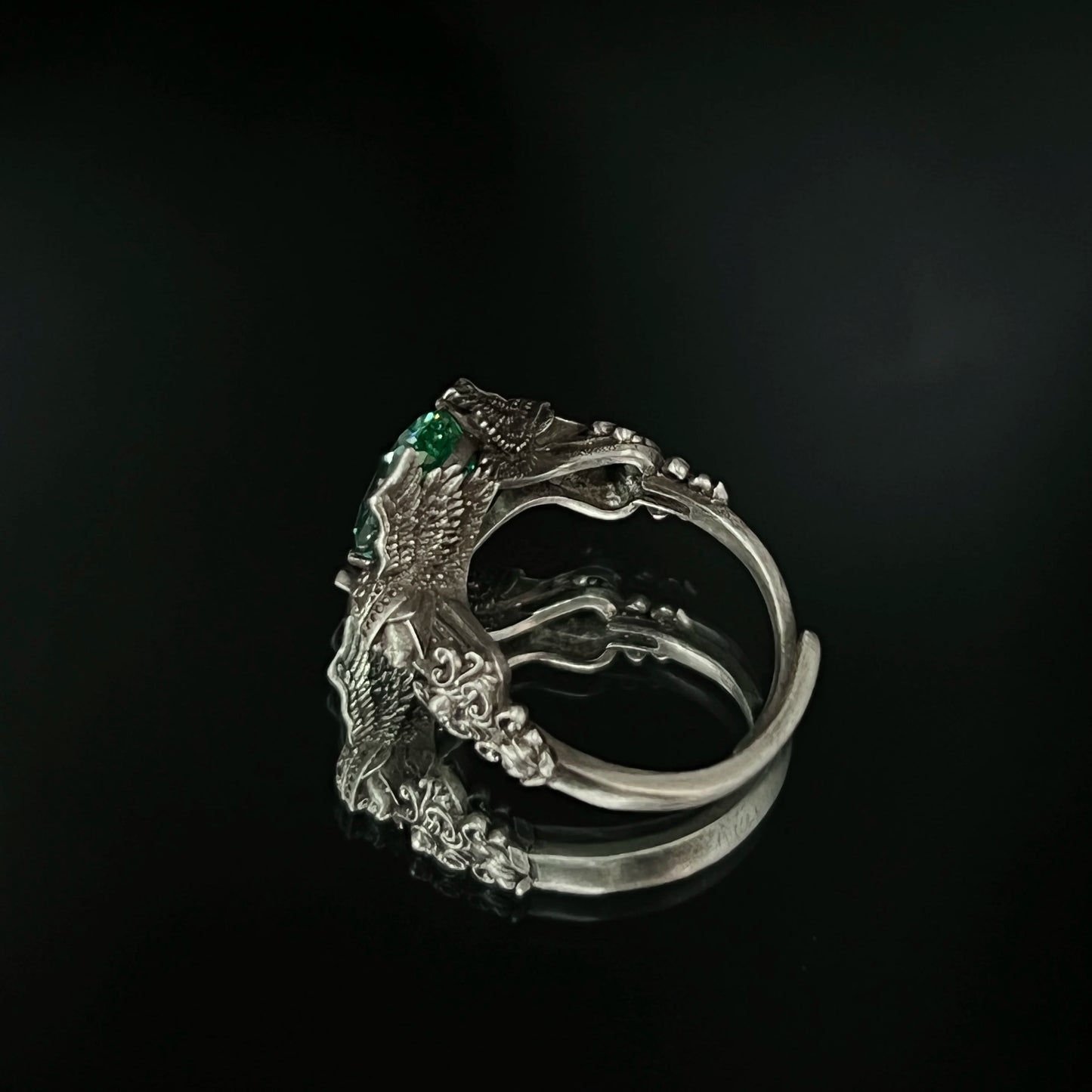 Sterling silver 925 original design hand-made Gothic dark soldiers set with diamonds ring