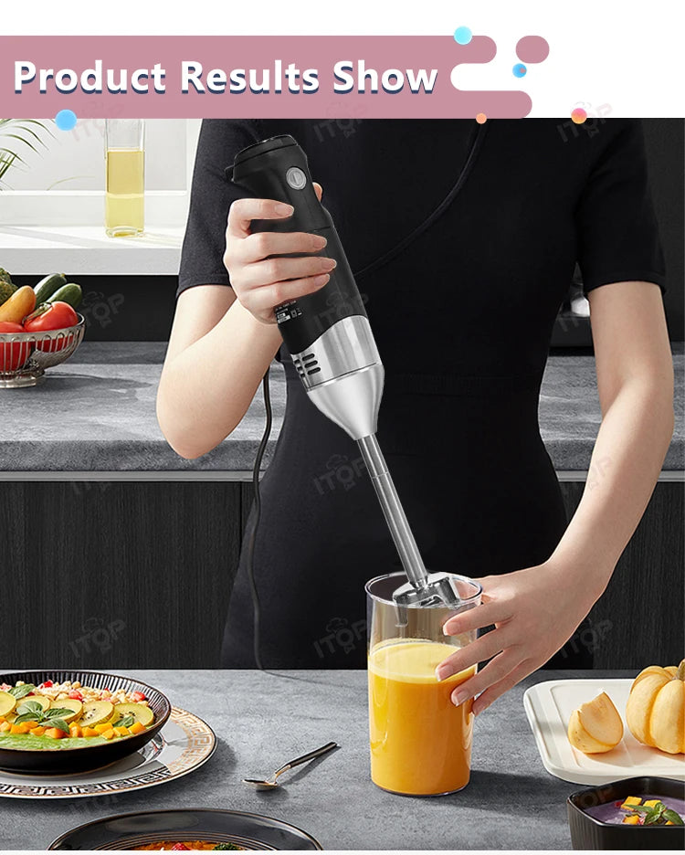 ITOP Handheld Blender 220W 250W Immersion Blender Stick Food Mixer Durable Commercial/ Household Use 8 Files Speed 4000-18000RPM