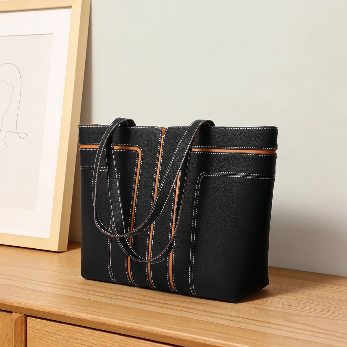 Genuine Leather Shoulder Bag, Niche Design, Popular Online Bag, Large Capacity Commuter Tote Bag, Versatile for Daily Outings