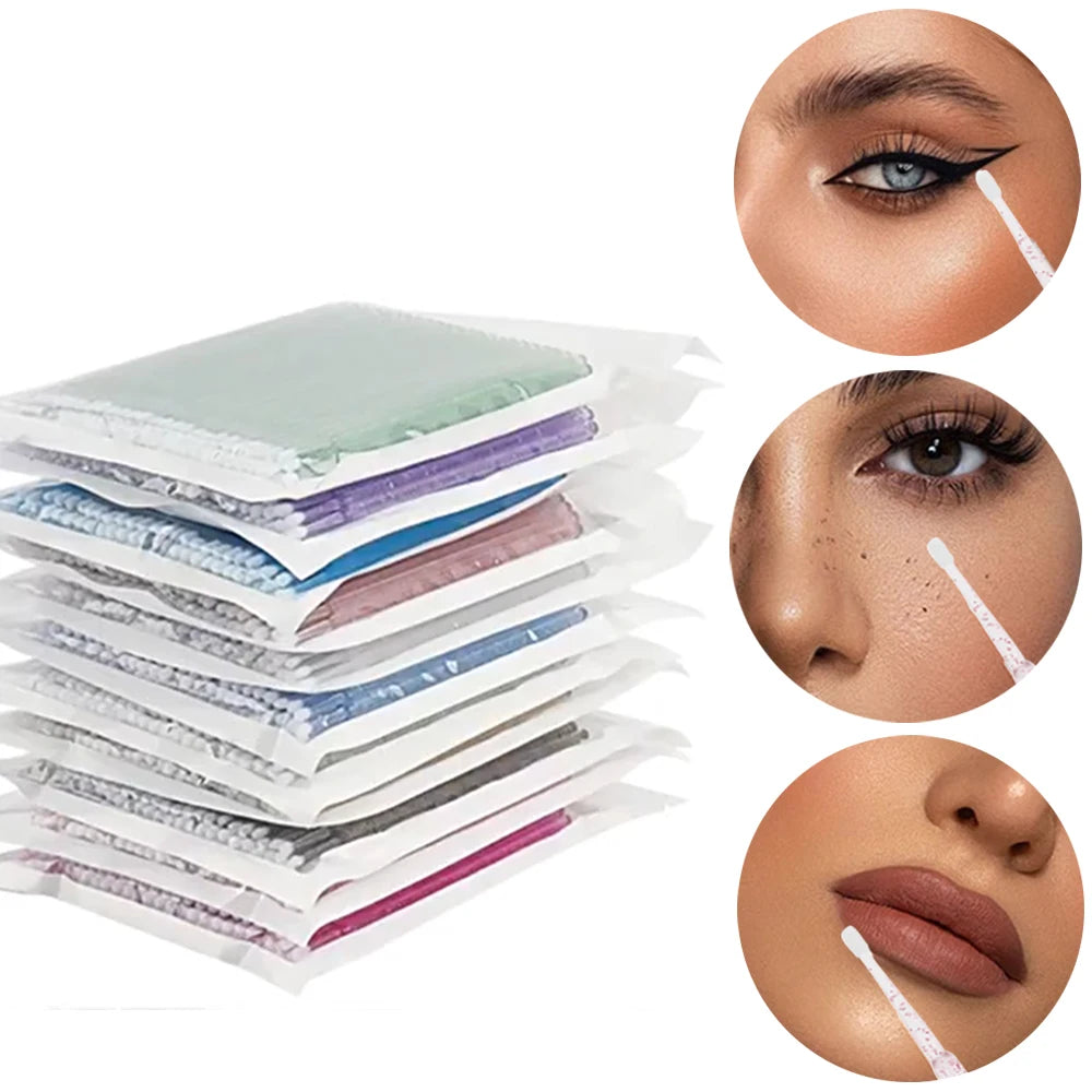 100pcs Eyelash Cleaning Brushes Micro Cotton Swab Individual Removing Makeup Brush Eyelashes Microbrush For Beauty Clean Tools