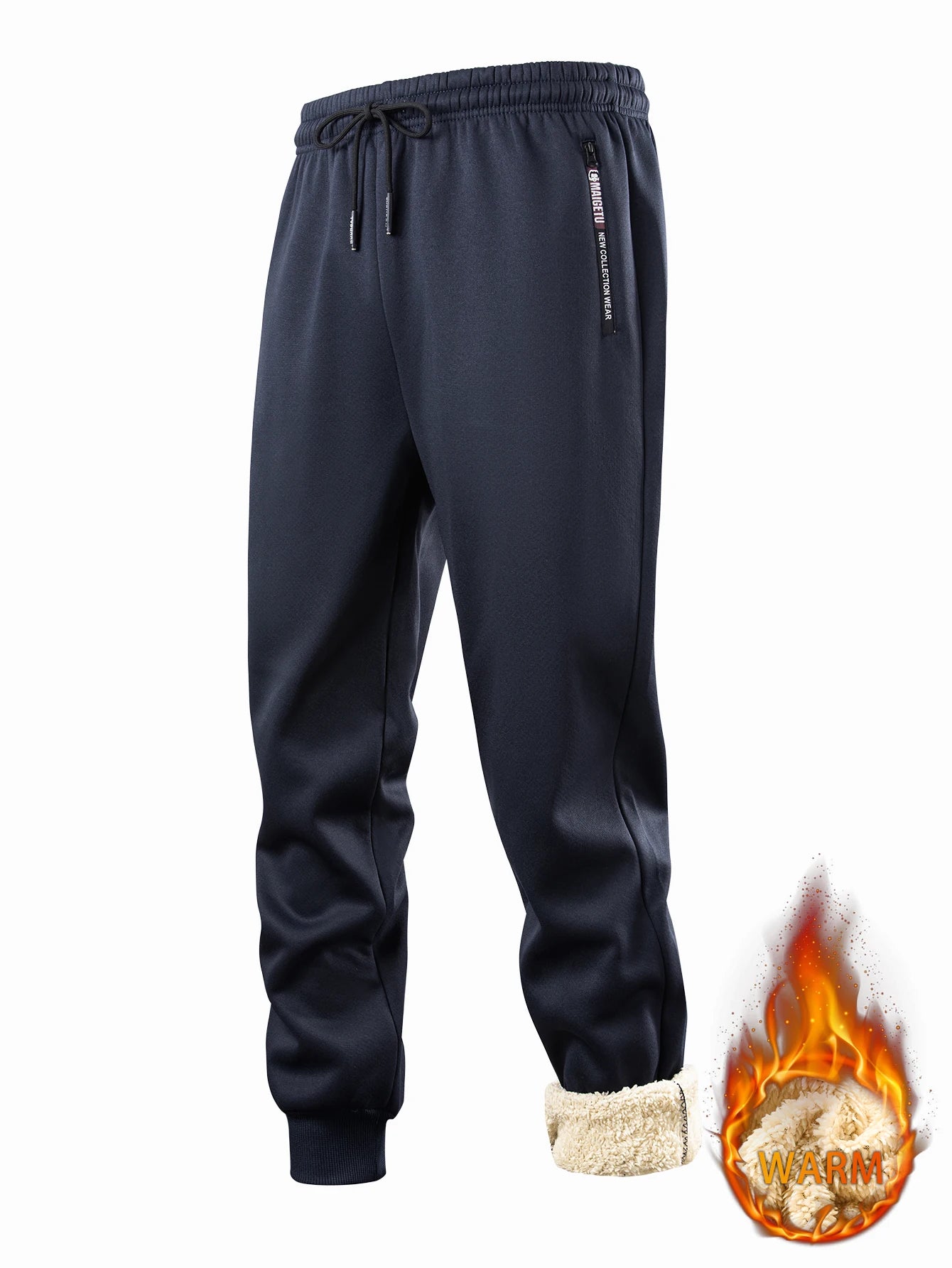 Men's casual pants autumn and winter lamb plush fleece sports pants men's jogging pants elastic waistband ankle-cuffed casual