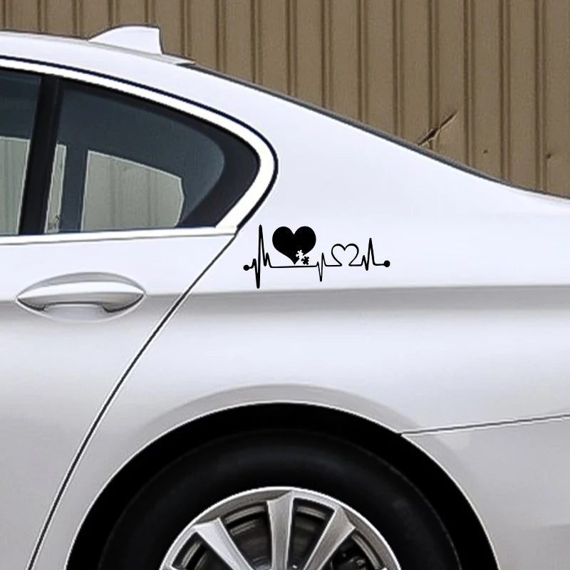 16.6CM*7.2CM Autism Heart Beat Lifeline Creative Car Stickers Car Window Personality Decorative Accessories Car Styling Decals
