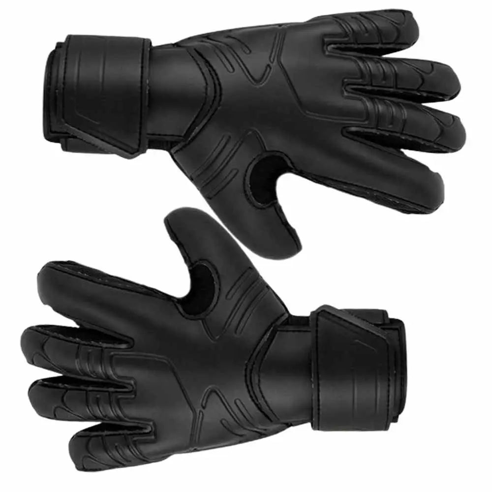 Finger Protection Goalie Gloves Black Durable Latex Soccer Gloves Wear-Resistant Thickened Football Goalkeeper Gloves Outdoor