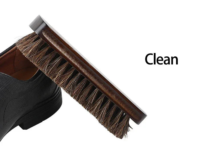 Real Horse Hair Shoe Brush Polish Natural Horsehair Leather Soft Polishing Tool Bootpolish Cleaning Brush For Suede Nubuck Boot